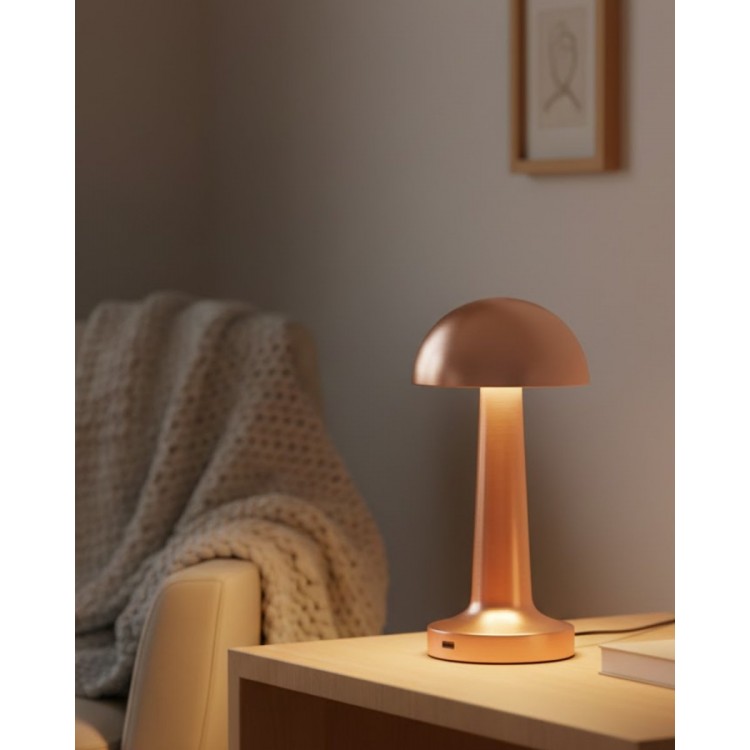 Bronze Touch Table Lamp 3 Colors LED RechargeableWith Wireless USB Output