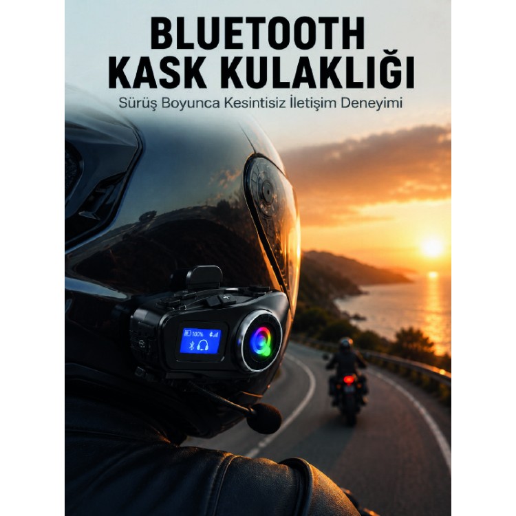 Su Geçirmez Bluetooth 5.3 Kask Kulaklığı 1000mAh Bataryalı