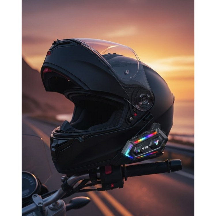 16 Mod RGB Işıklı Motosiklet Intercom Çift Telefon Destekli