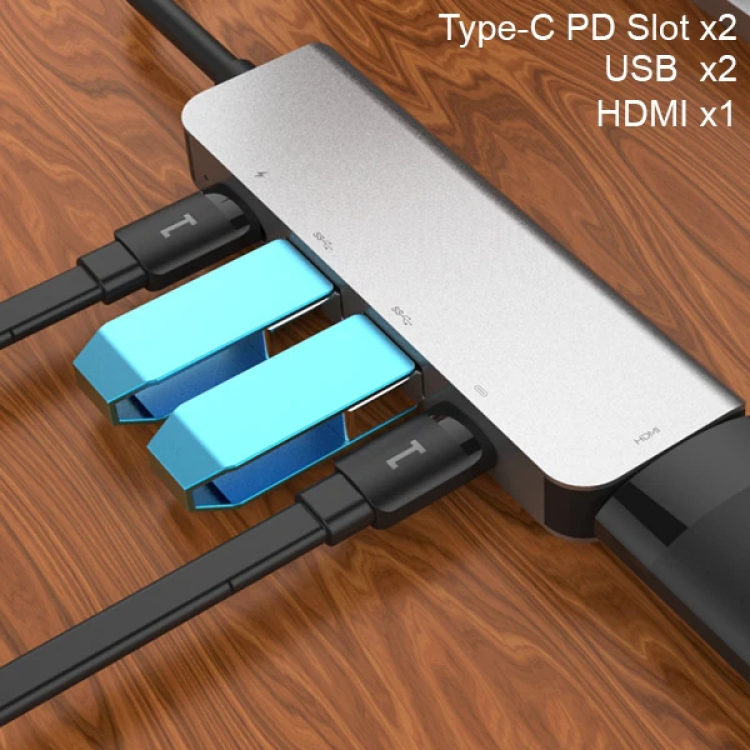 Ally Usb (Type-C to 5in1 HDTV 2xUSB+2xPD) Hub Adapter Multiplexer-(5775)