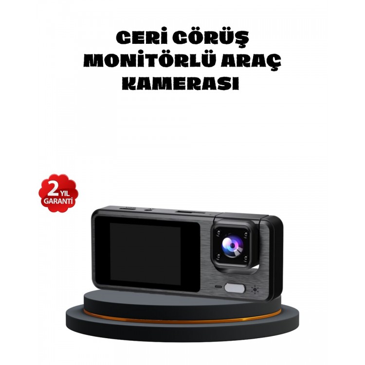3 Kameralı Araç DVR 1080P Ön + HD Arka + İç Kamera Döngü Kayıt 2’’ Ekran