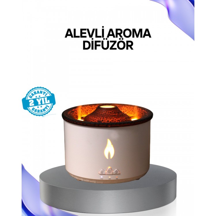 Volkan Efektli Aroma Difüzörü – Sessiz Çalışma Otomatik Kapanma ve LED Işık