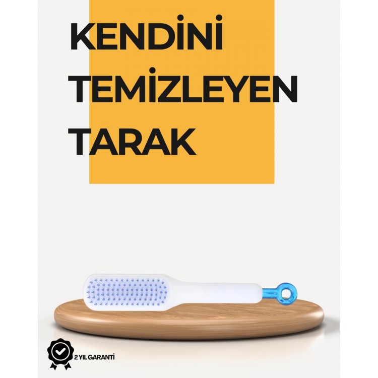 Kendi Kendini Temizleyen Saç Tarağı – Anti-Statik Silikon Uçlu ABS Malzeme 22x4 cm