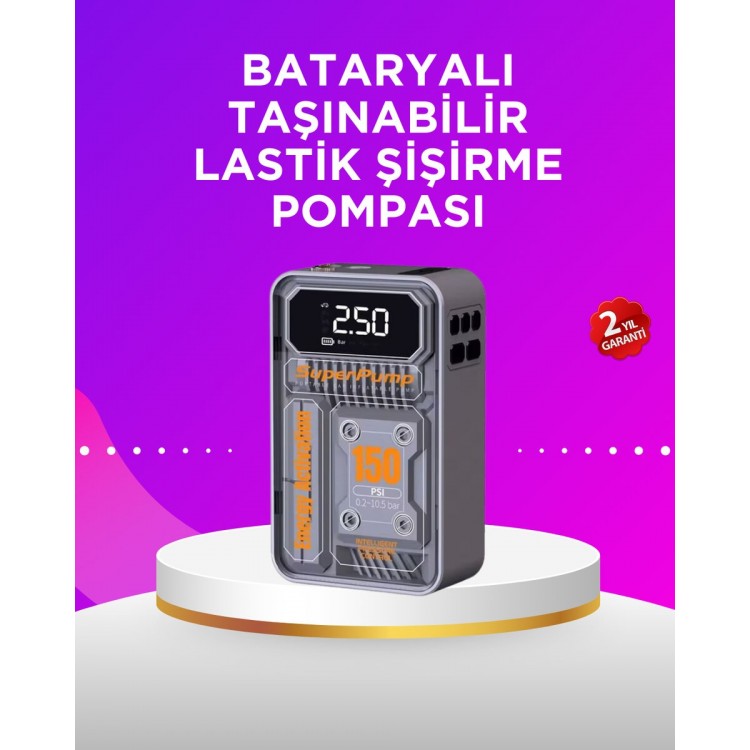 Mini Boy Elektrikli Şarjlı Yüksek Basınçlı Lastik Şişirme Pompası