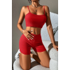 Kadın Kırmızı Şortlu Kaşkorse Gecelik Takım H110539