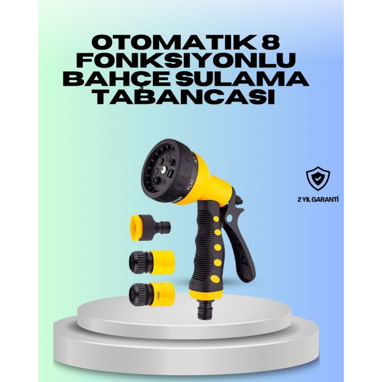 Ayarlanabilir Basınçlı 8 Modlu Bahçe Sulama Tabancası Hortum Aparatı
