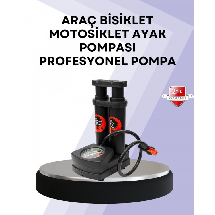 Basınç Saatli Ayak Pompası Bisiklet ve Araç Uyumlu