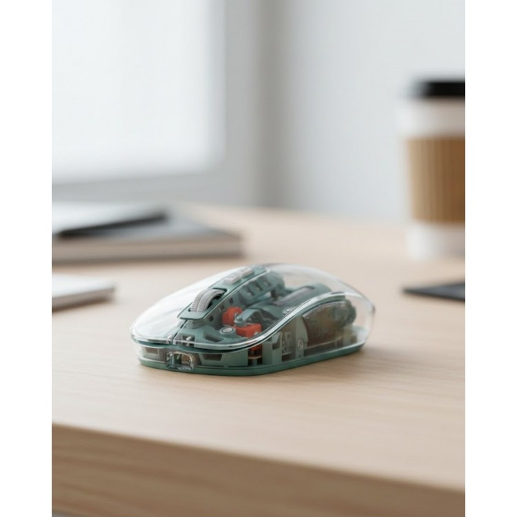Bluetooth ve 2.4G USB Destekli Pilli Kablosuz Şeffaf Mouse