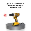 Çift Bataryalı Darbeli Şarjlı Matkap Seti – Metal Dişli 24 Parça Aksesuar ve LED Işıklı