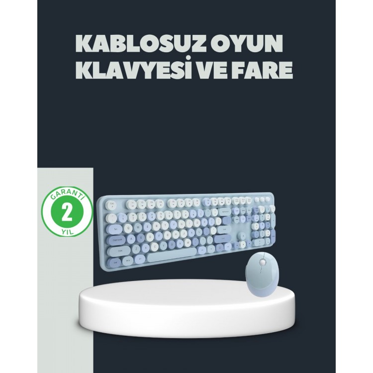 Retro Typewriter Style Wireless Keyboard Mouse Set –Quiet and Stylish