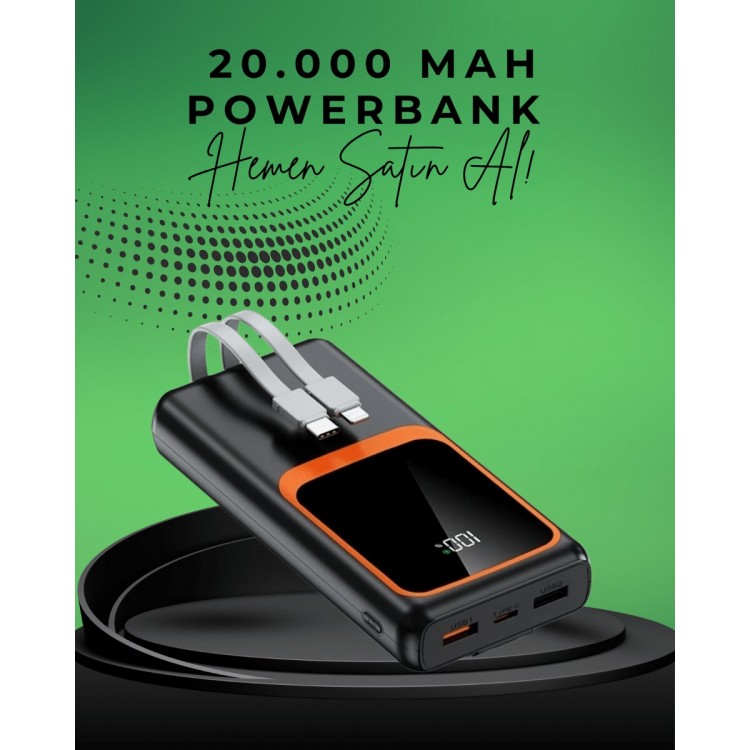 20000 mAh Portable Powerbank | Multi-Wire FastCharge Supported (22.5W)