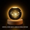 LED Crystal Ball Laser Engraved Decorative with Wooden StandObje