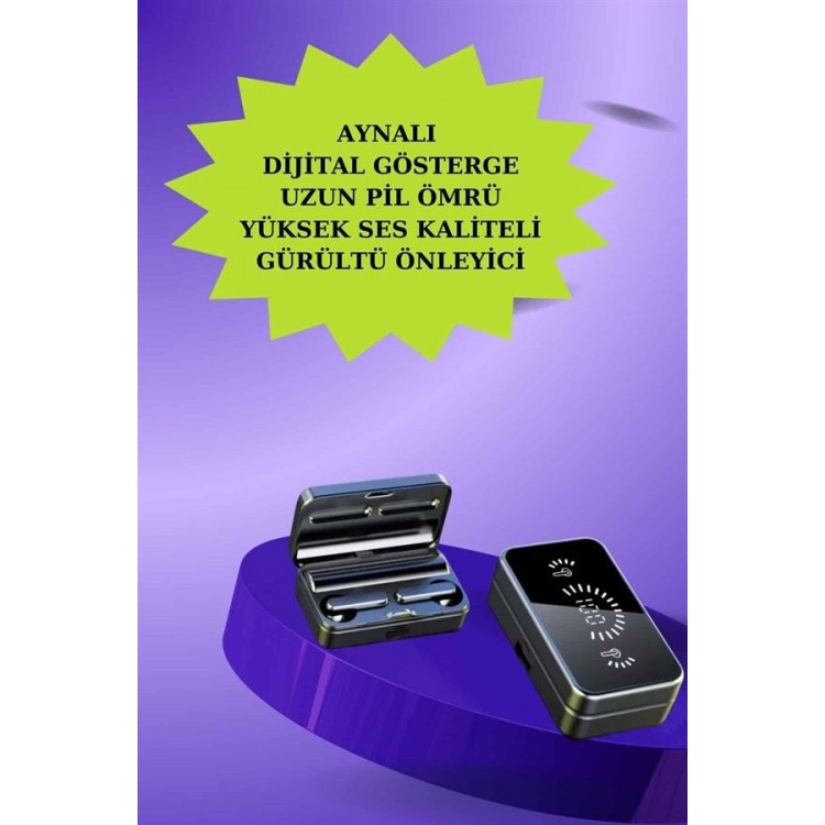 Powerbank Aynalı Bluetooth Kulaklık Ve Akıllı Saat Seti ANC Özelliği Dokunamatik