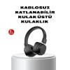 Kablosuz Kulak Üstü Bluetooth Kulaklık Güçlü Bas ve Katlanabilir Tasarım