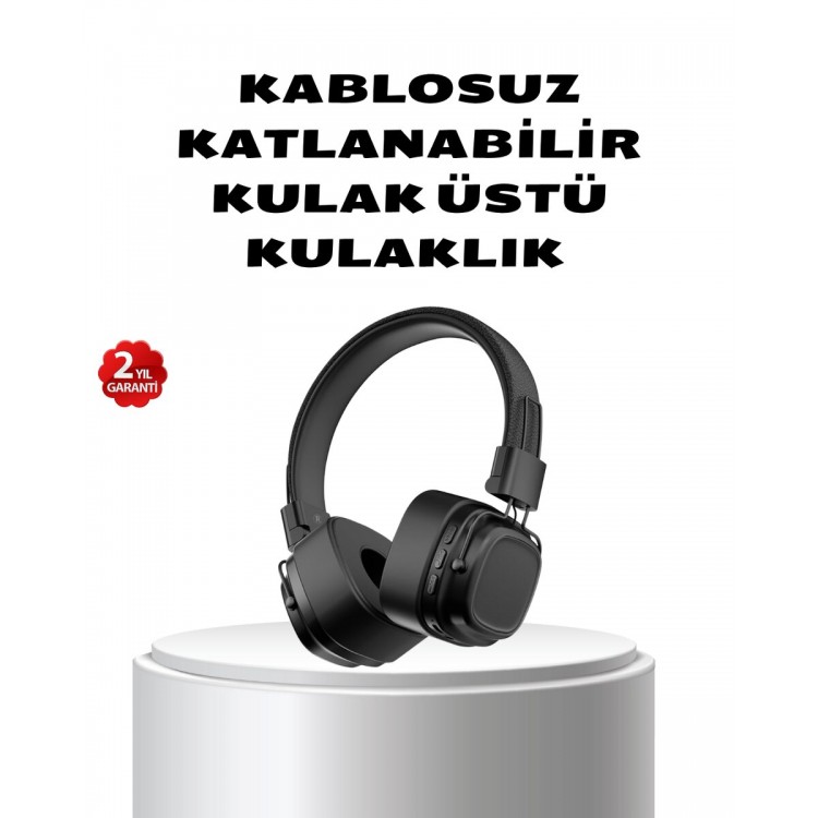 Wireless On-Ear Bluetooth Headset with Powerful Bass andFoldable Design