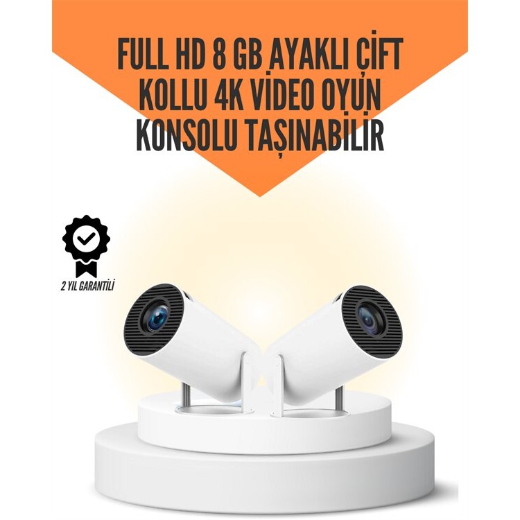 10.000 Oyun Destekli Çift Kollu 4K Projeksiyon – HDMI USB AUX Ethernet Yok