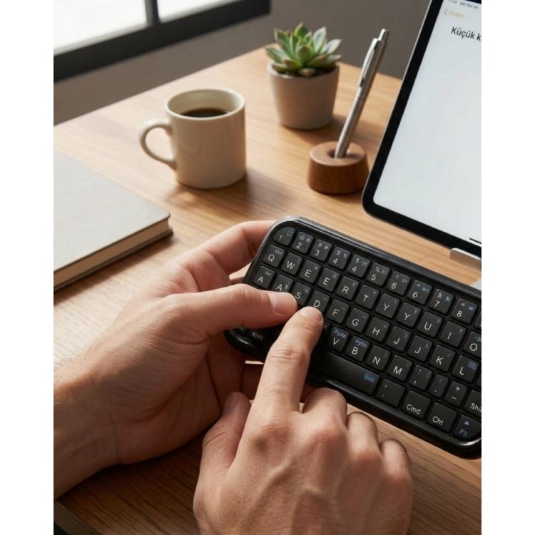 Taşınabilir Mini Bluetooth Klavye Şarjlı Kablosuz Klavye