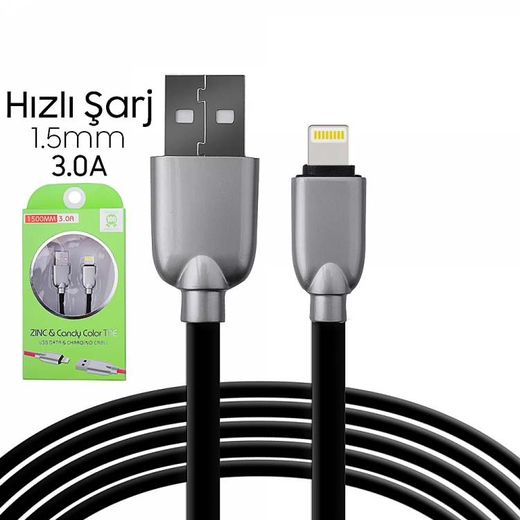Ally İphone5s6s788 Plus Zinc Alloy Durable 3.0a1.5mm Usb Cable-(5775)