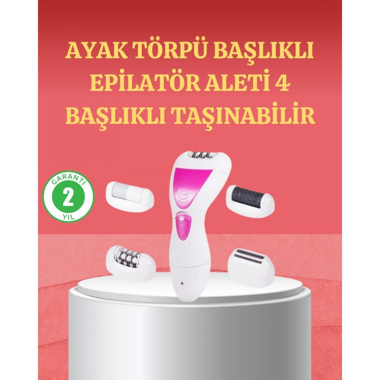 Wireless Rechargeable Epilation Device with 4 Heads