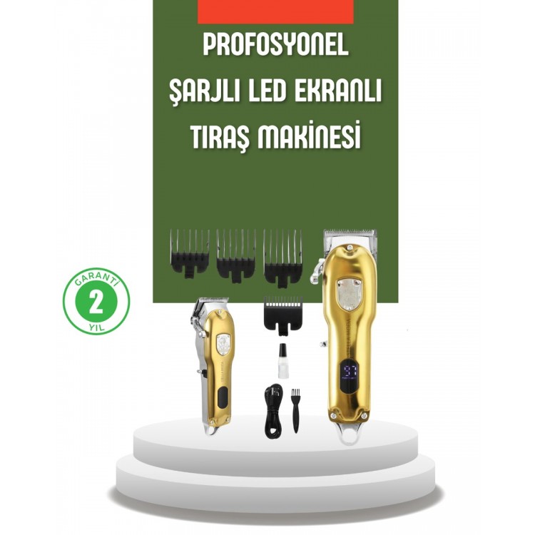 Güçlü Motorlu LCD Ekranlı Şarjlı Tıraş ve Şekillendirme Makinesi