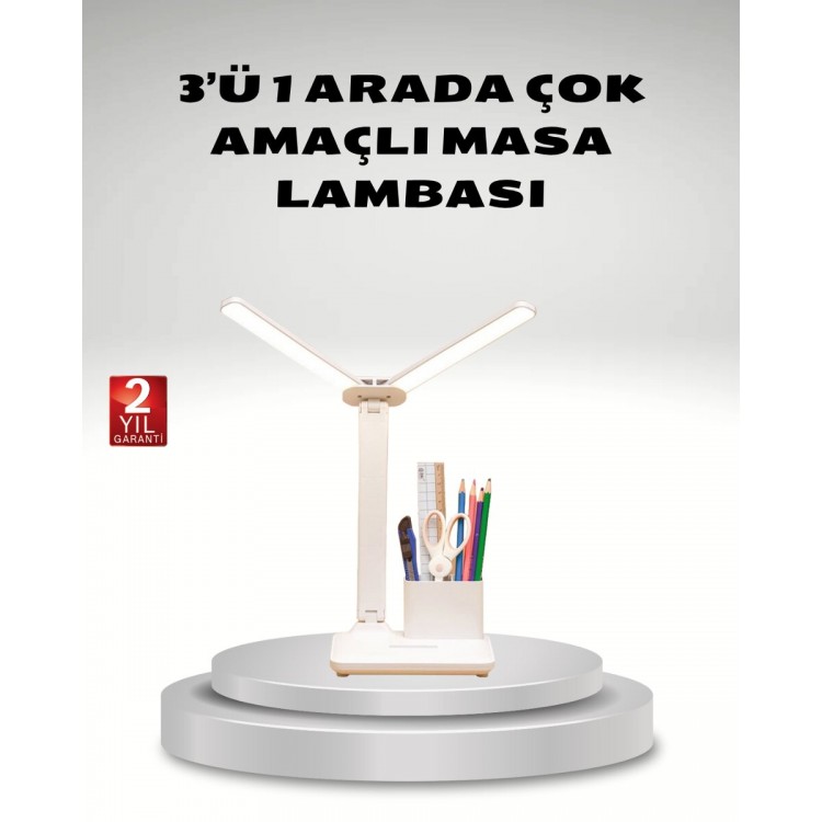 Kısılabilir LED Masa Lambası – Kalemlik ve Telefon Standlı Göz Yormayan Işık