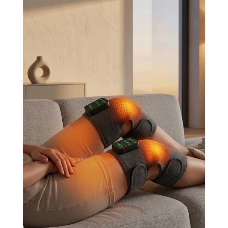 Heated Knee Shoulder Elbow Massage Knee Brace Set VibratingMassager 2 Pieces
