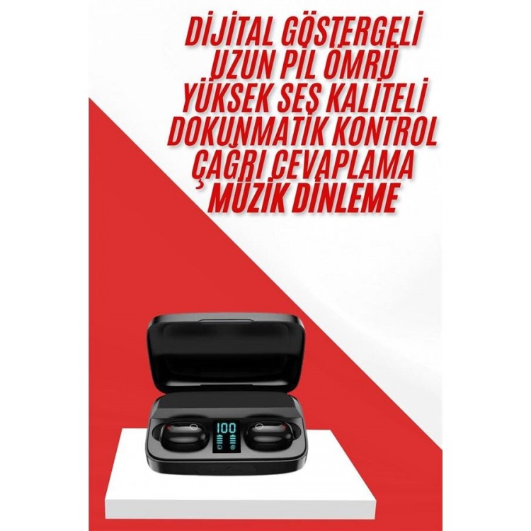 Kablosuz Bluetooth Kulaklık Android ve İOS Uyumlu Led Göstergeli Powerbankli