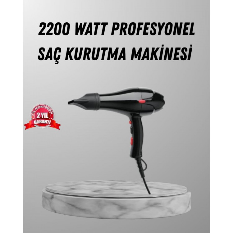 2200W Fön Makinesi – Profesyonel AC Motor Soğuk ve Sıcak Üfleme