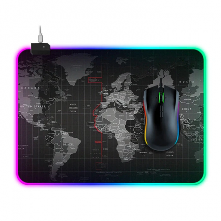 ALLY World Patterned RGB LED Lighted Gaming MousePad 300*250*4MM-(5775)