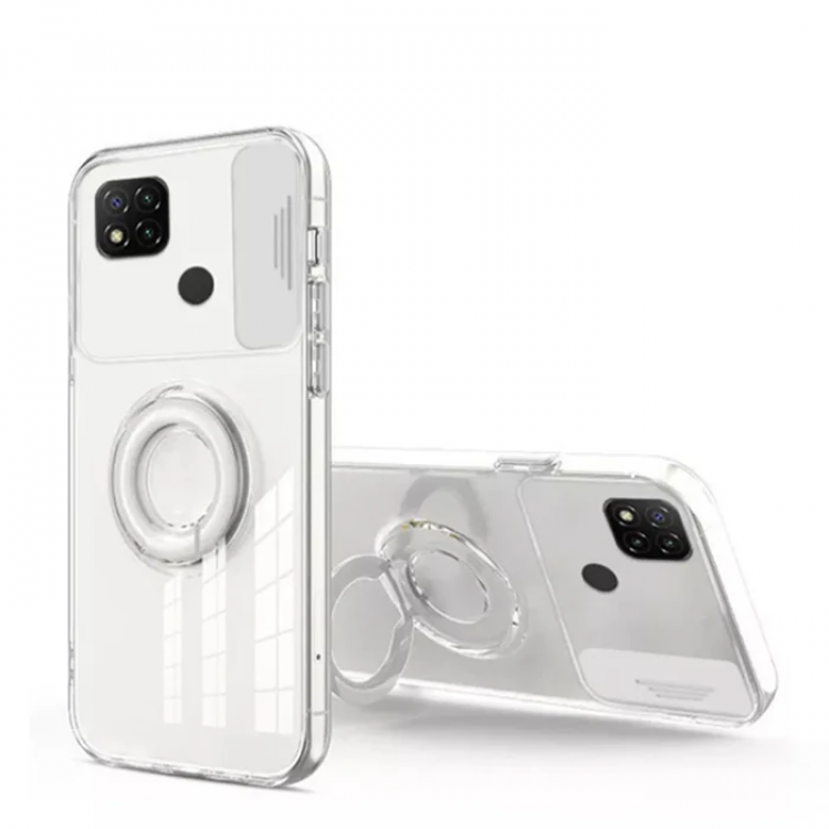 ALLY Xiaomi Redmi 9C Case Sliding Camera LensProtected Ring Stand Silicone Case-(5775)