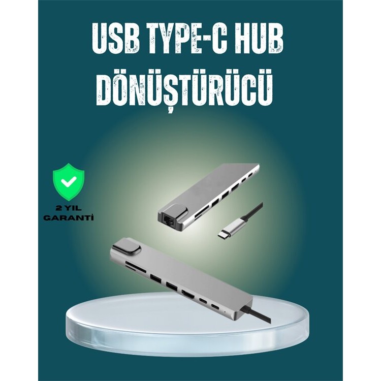 USB‑C Çoklu Bağlantı Merkezi – 5 Gbps 100‑240 V Sağlam Eloksal Tasarım