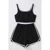 Kadın Siyah Askılı Crop Top ve Şortlu Gecelik Takım H110560