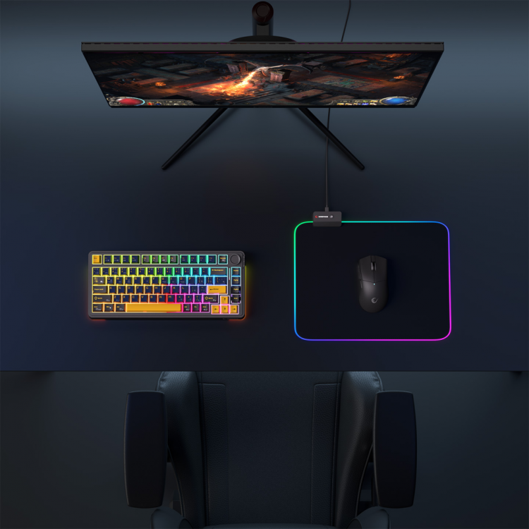 Rampage MP-23 BLITZ M RGB 252x328x3mm RGB Led Gaming MOUSE PAD (Siyah)(1923)