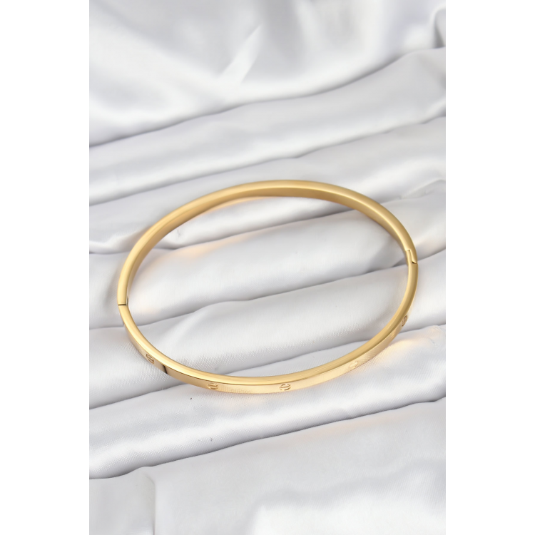 316L Çelik Gold Renk 65 mm İnce Kadın Kelepçe Bileklik 5886