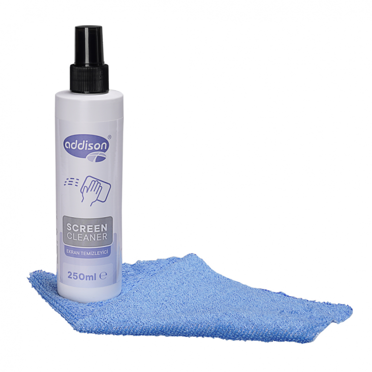 ADDISON 300871 Ekran Temizleyici Sprey 250ml. Microfiber Bez ile Birlikte(1923)
