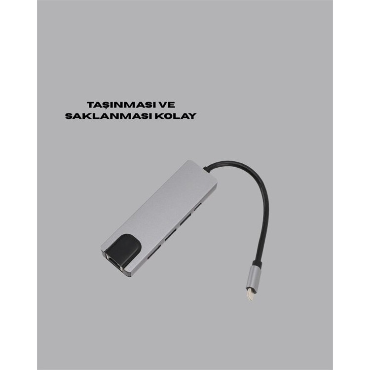 Aluminum Housing Type‑C HDMI & Ethernet Adapter –Plug & Play