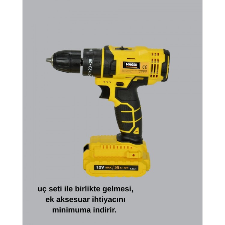 12V Cordless Drill | 20-30 Nm TorqueCouple ​​Foldable Setting and LED Light
