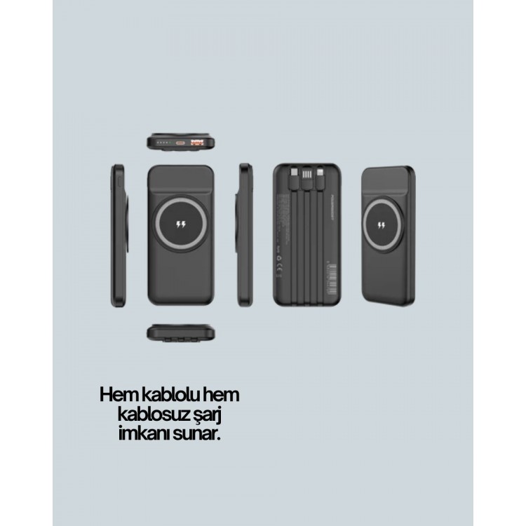 Kompakt Tasarım Güçlü Performans – 10000mAh Kablosuz Powerbank