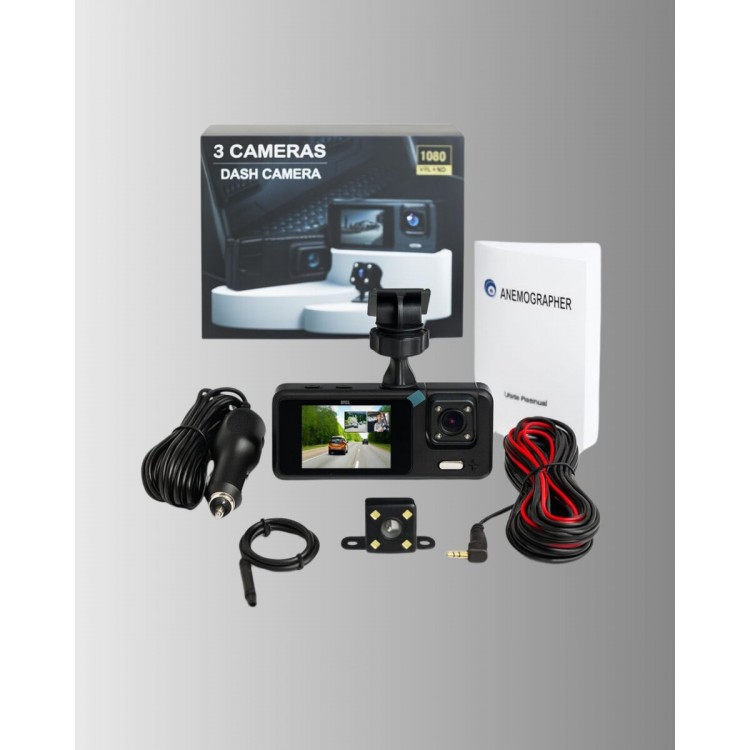 3 Kameralı Araç İçi DVR Kayıt Cihazı  Ön İç Arka Kamera Full HD
