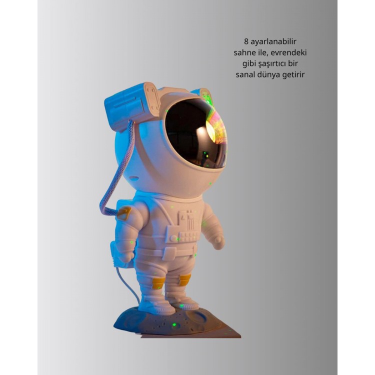 Astronot Yıldız Projeksiyon Lambası 8 Efektli Uzaktan Kumandalı Gece Işığı