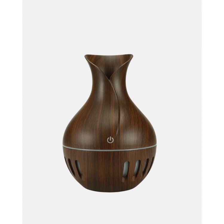 Ahşap Desenli Aromaterapi Difüzör 130 ml Ultrasonik ve 7 Renk LED Işıklı