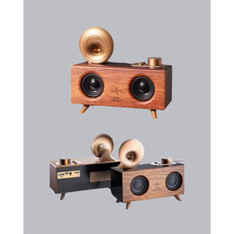 Nostaljik Gramofon Bluetooth Hoparlör – FM Radyo + USB + SD Kart Destekli