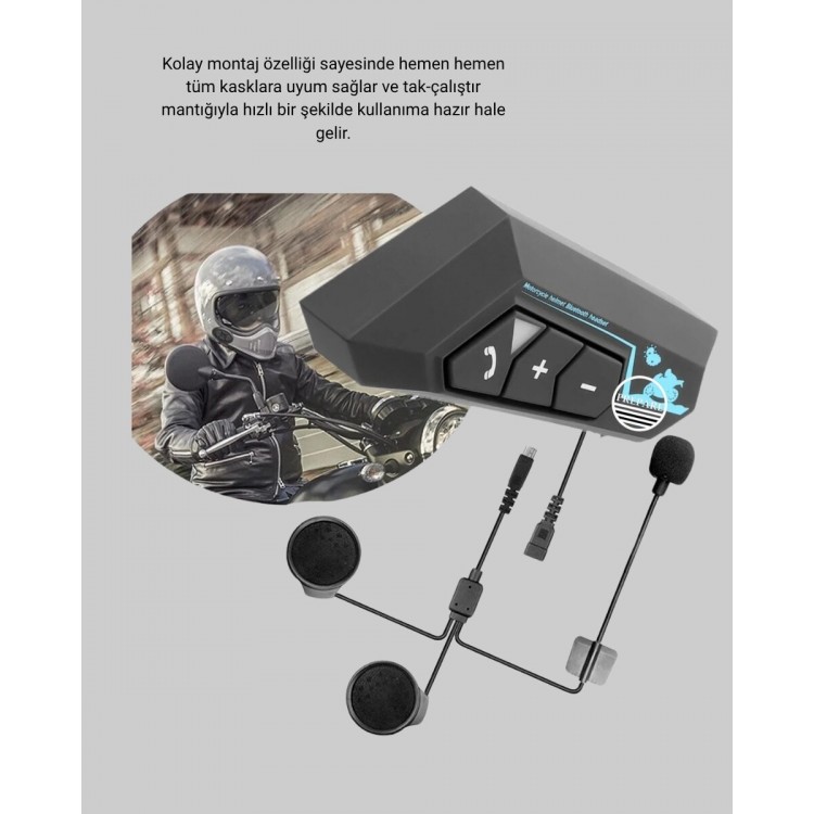 Motosiklet Kask Kulaklığı Bluetooth 5.0 Gürültü Önleme ve Hızlı Bağlantı