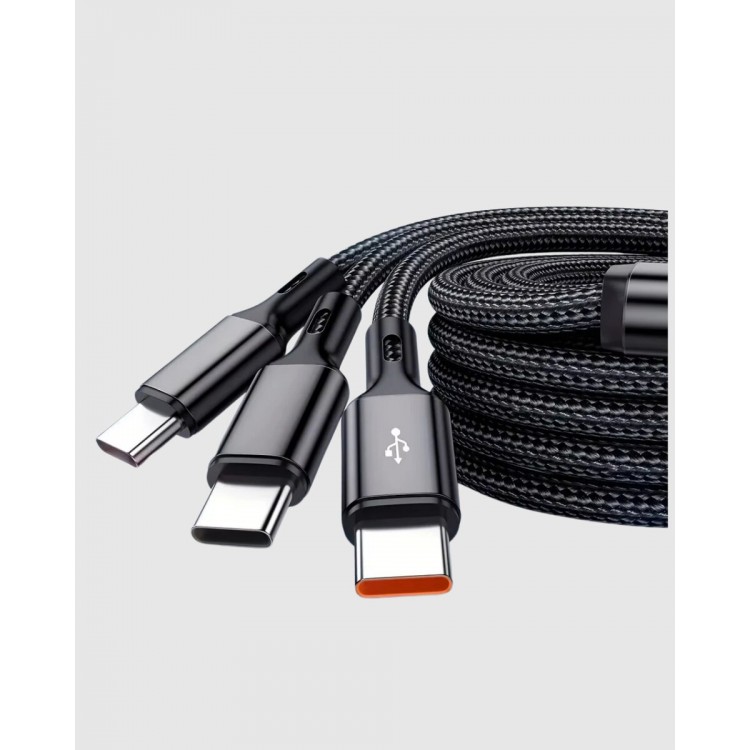 3 in 1 Charging Cable Type-C iOSAndroid Compatible Fast and Safe Charging