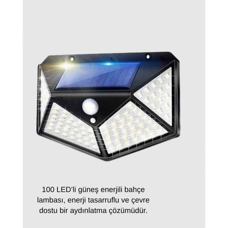 Solar Güçlü 100 LED Bahçe Lambası – Enerji Tasarruflu Suya Dayanıklı ve Geniş Açılı Işık