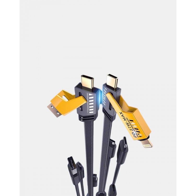 USB-C USB-A 4’ü 1 Arada Örgülü Kablo 65W Hızlı Şarj Metal Uç Dayanıklı