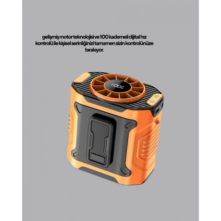 Dijital Ekranlı Turbo Mini Fan – 3 Kademeli Hız Sessiz Çalışma ve Type-C Şarj