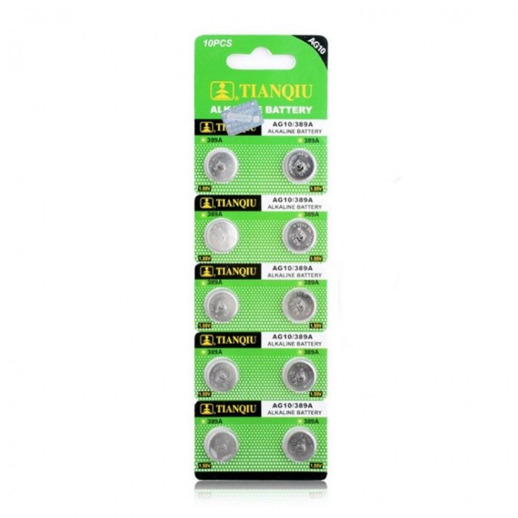 TIANQIU AG10 LR1130/389 Alkaline 10-Piece Button Cell Battery