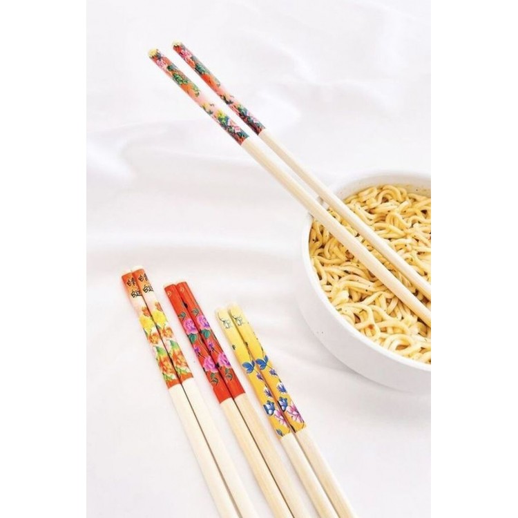Patterned Organic Bamboo Chinese Chop Sticks 10Couple