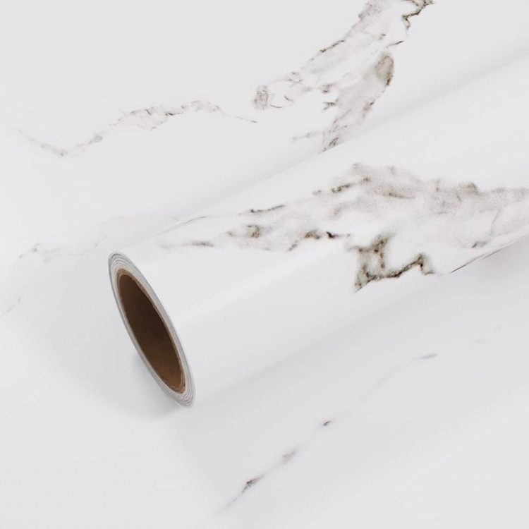 White Marble Pattern Adhesive Coating Paper Large Size 5 Meters